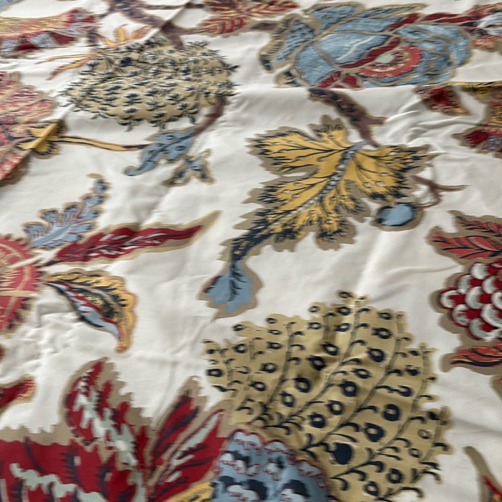 Vibrant Floral Fabric with Leaf Motif